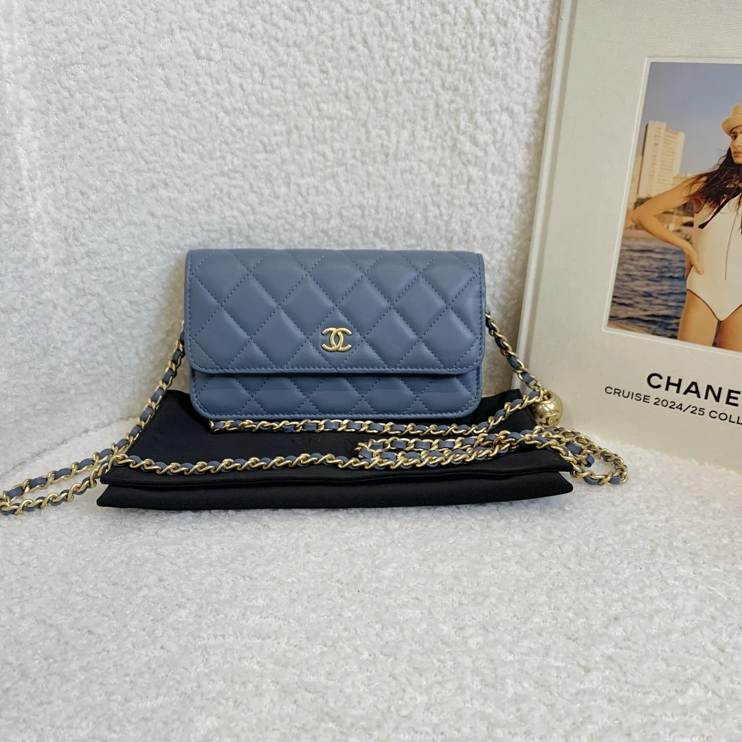 99新 Chanel/香奈儿 壹臻/23K  雾霾蓝金球手机包/41136776