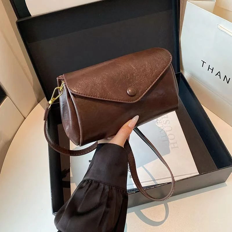 2025新款多隔层单肩包气质百搭斜挎包休闲简约通勤软皮风琴包包女