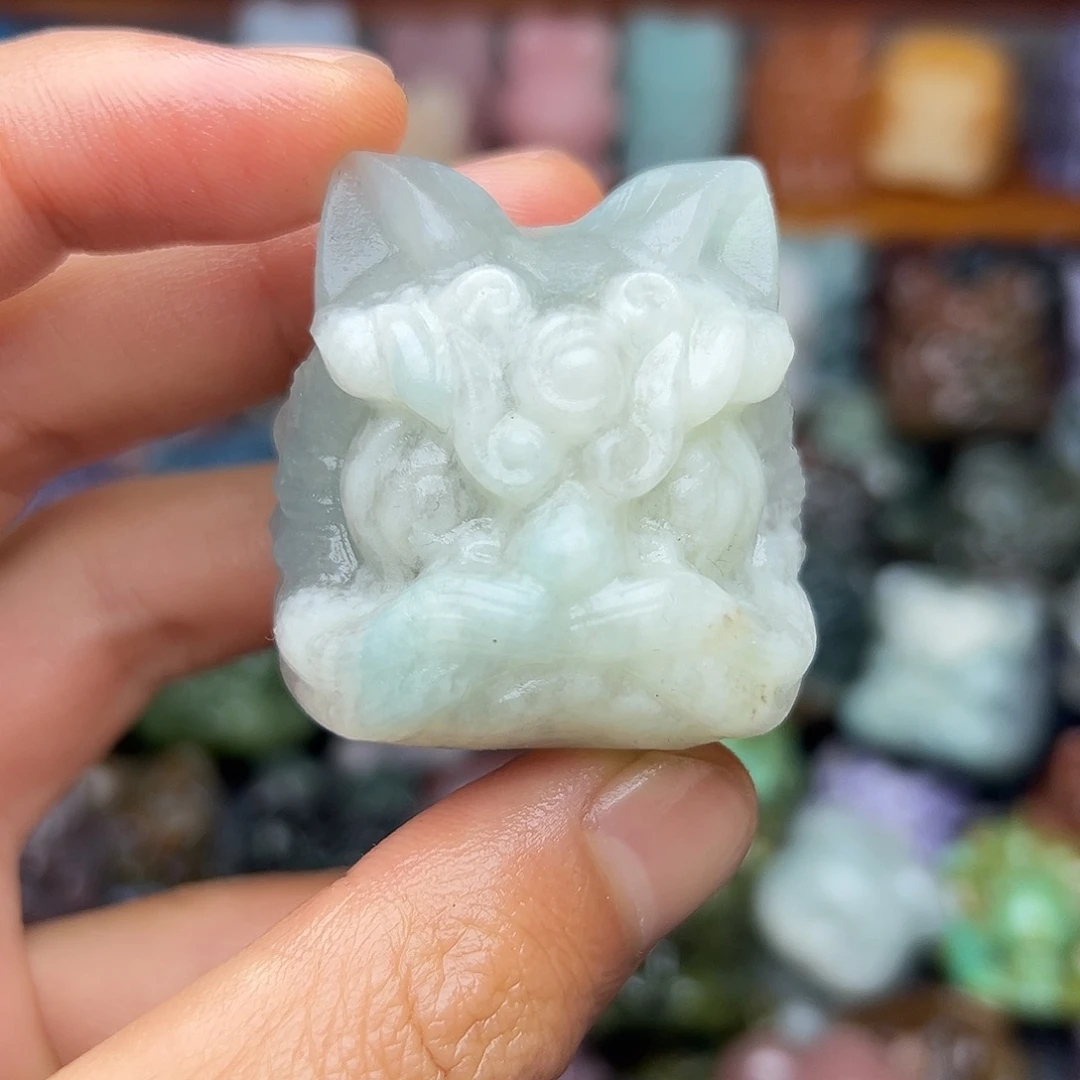 石材醒狮小白蓝白