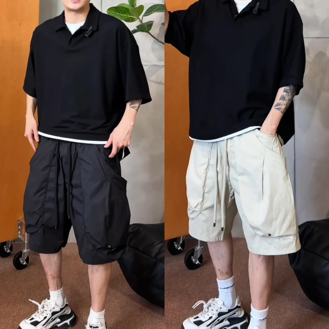 【48小时发货】男士夏季高端气质时尚百搭纯色简约潮流韩版休闲短裤