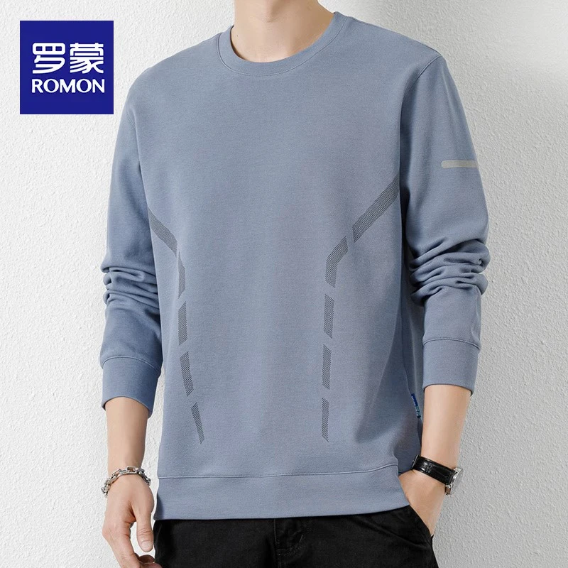 罗蒙卫衣男秋季男装休闲长袖上衣春秋款男士运动套头打底衫T恤男