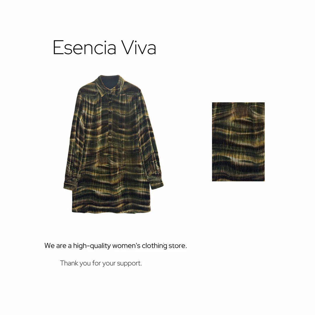 EV.【暮色旅人】100%桑蚕丝绒气质设计款衬衫上衣连衣裙EVZZ1103