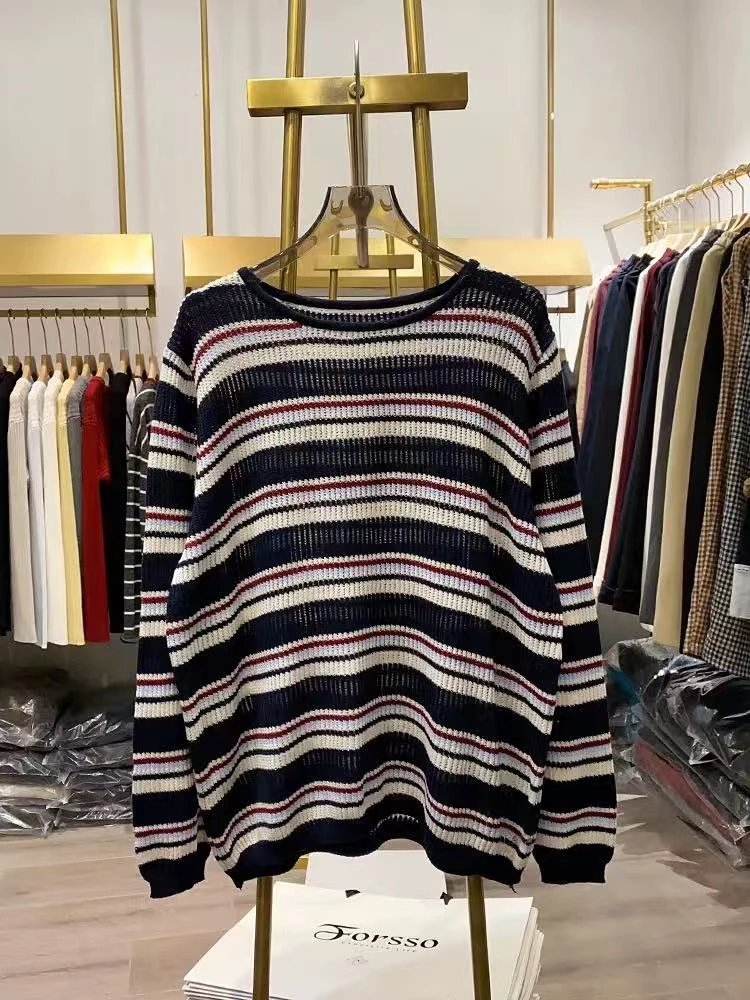 思予女装春款针织衫打底条纹显瘦百搭