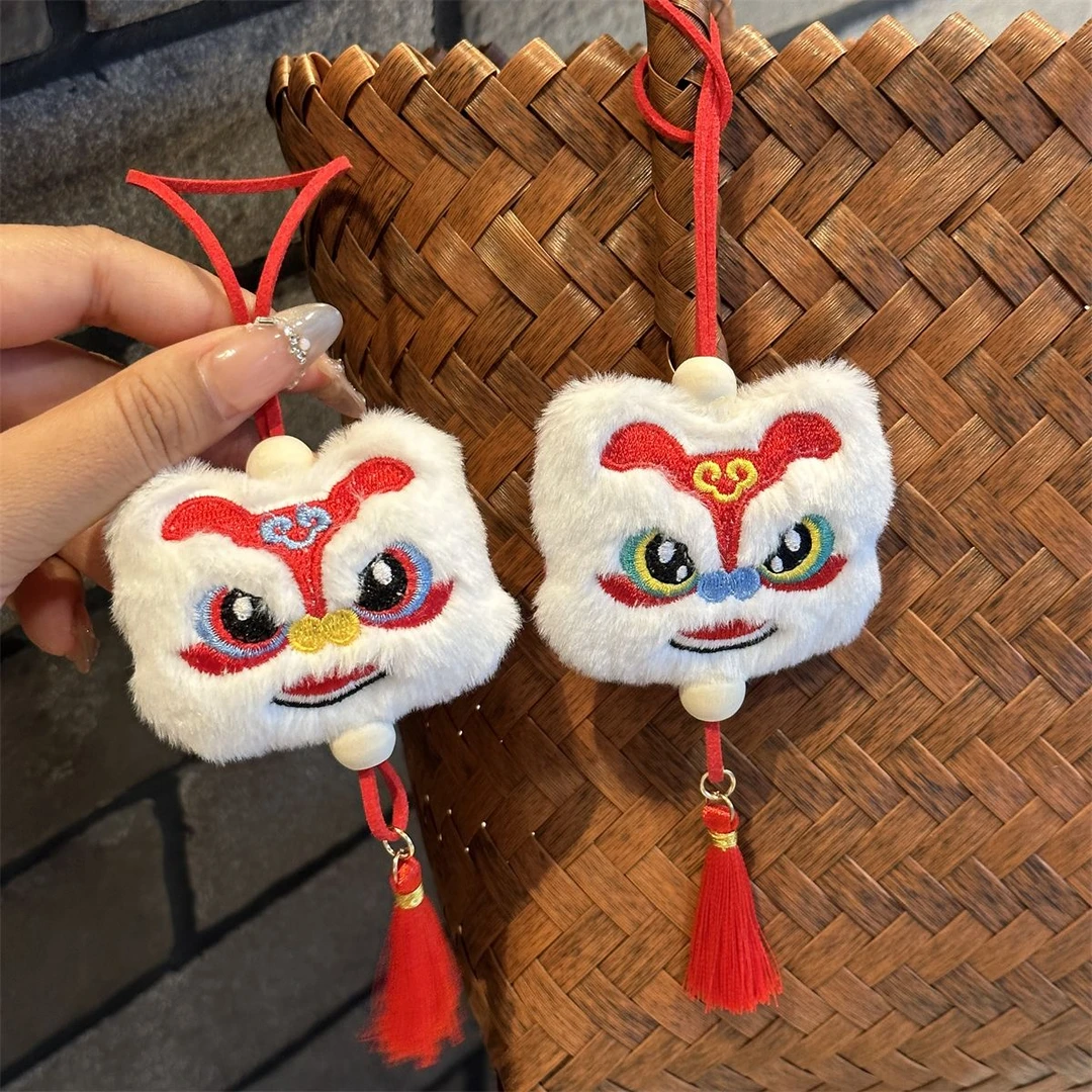 中国风醒狮挂件可爱毛绒卡通流苏钥匙扣玩偶包包国潮吊坠新年挂饰