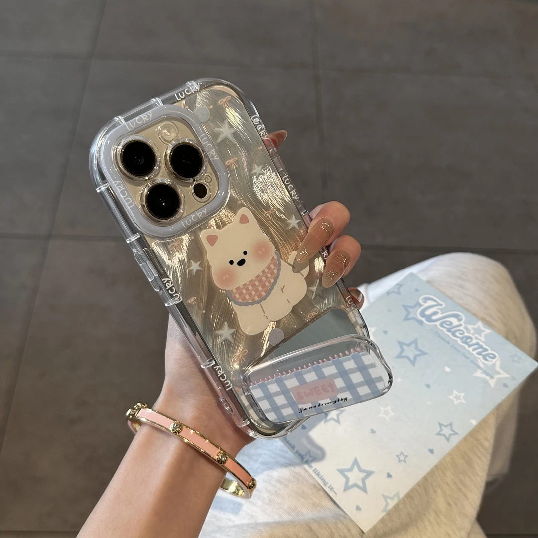 夕与空星星西高地镜面支架适用苹果16泡芙手机壳vivo华为小米oppo