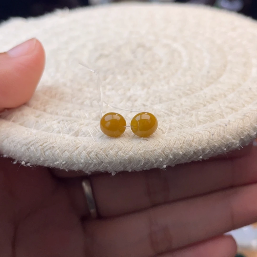 散珠翡翠特色黄翡小桶珠卡6➕一对发