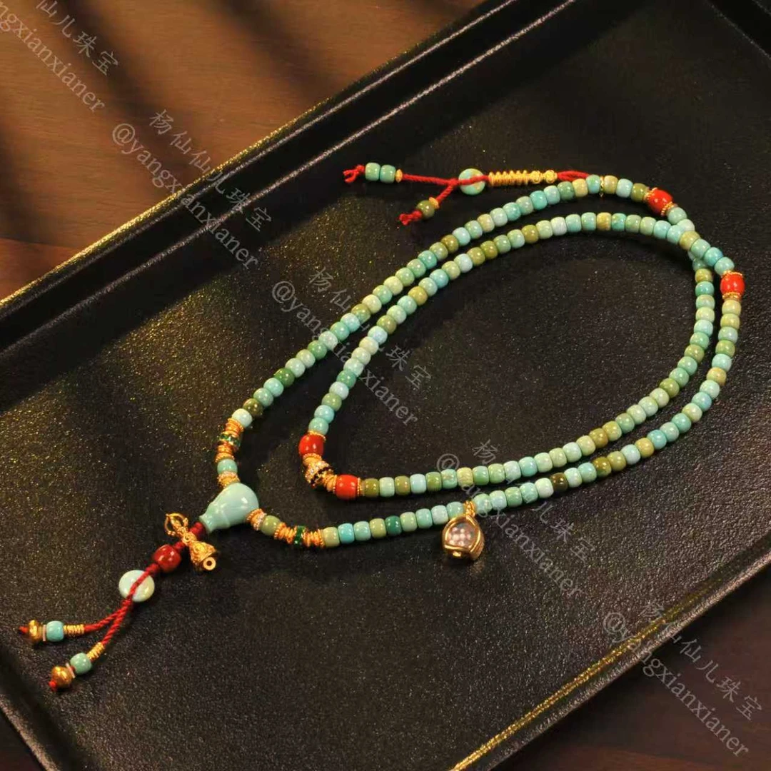【杨仙仙珠宝】18k厚金镶嵌绿松石多宝手串（5mm）-3302