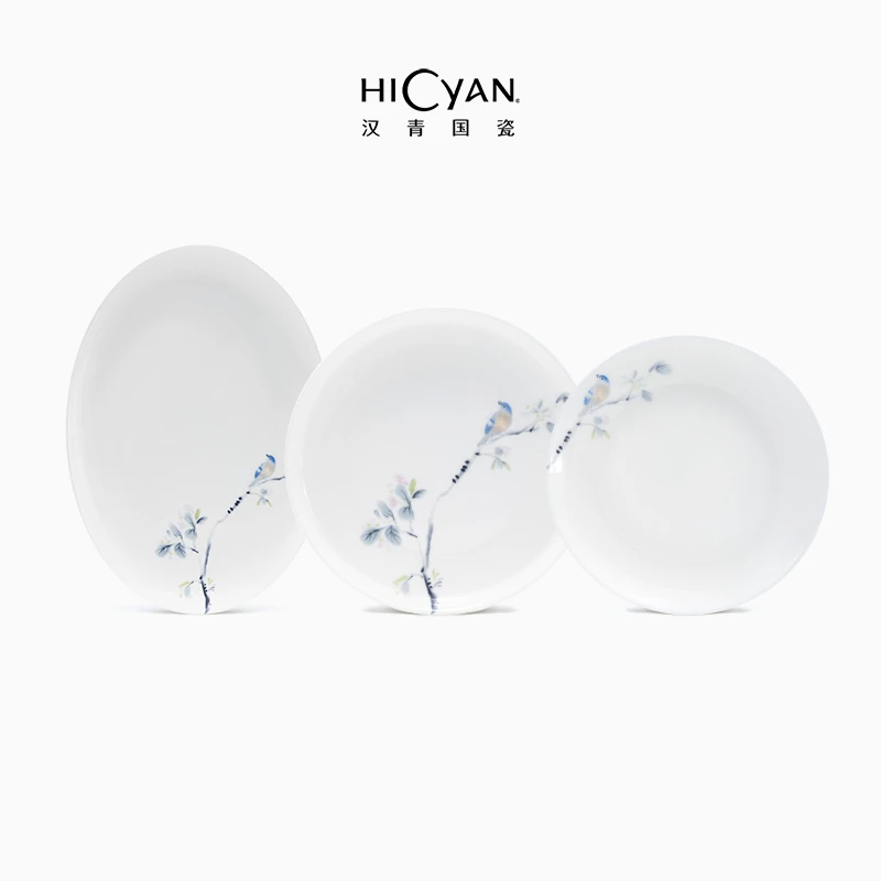 汉青国瓷「春风禾雀」餐盘单品 中式 高档碗盘 花鸟