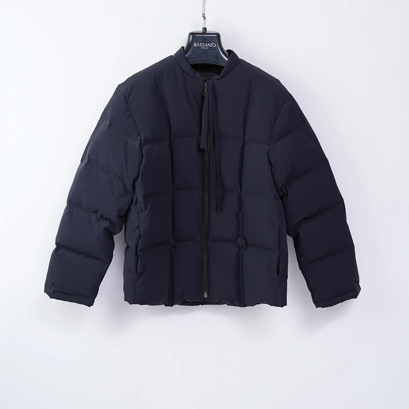 短款羽绒服保暖简约格子鹅绒服立领时尚显瘦百搭 22692