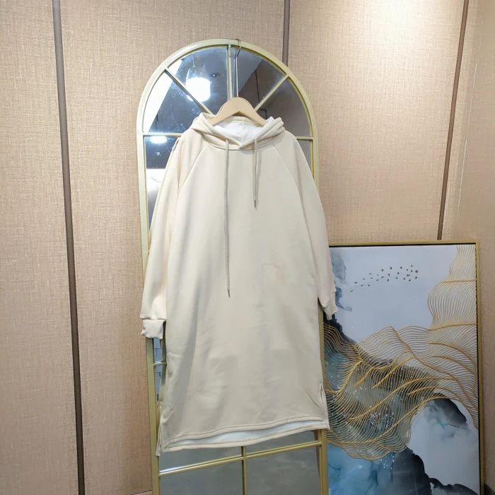 CH150孕妇杏色加绒卫衣裙M90-120L130XL140XXL150