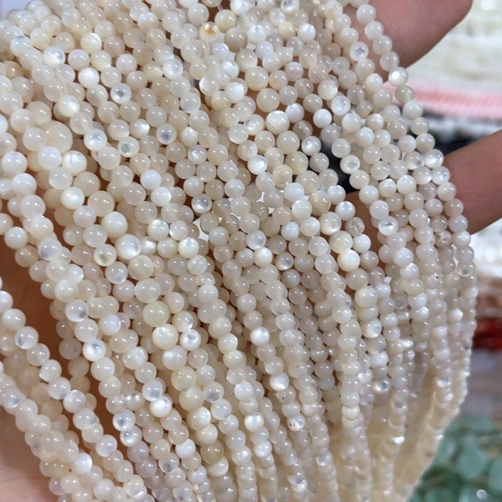 大理石磁石一条3mm白蝶贝圆珠