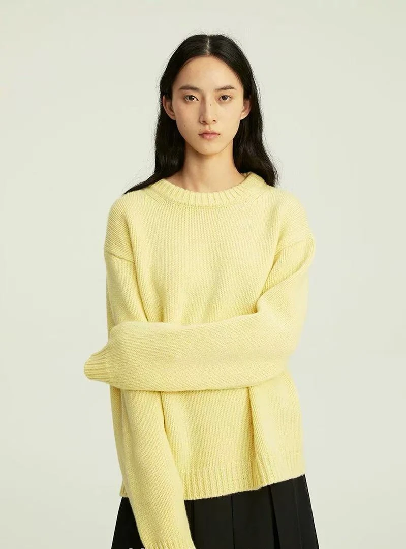 欧洲站2024冬装新款欧货简约圆领纯色8374女秋冬软糯加厚毛衣女