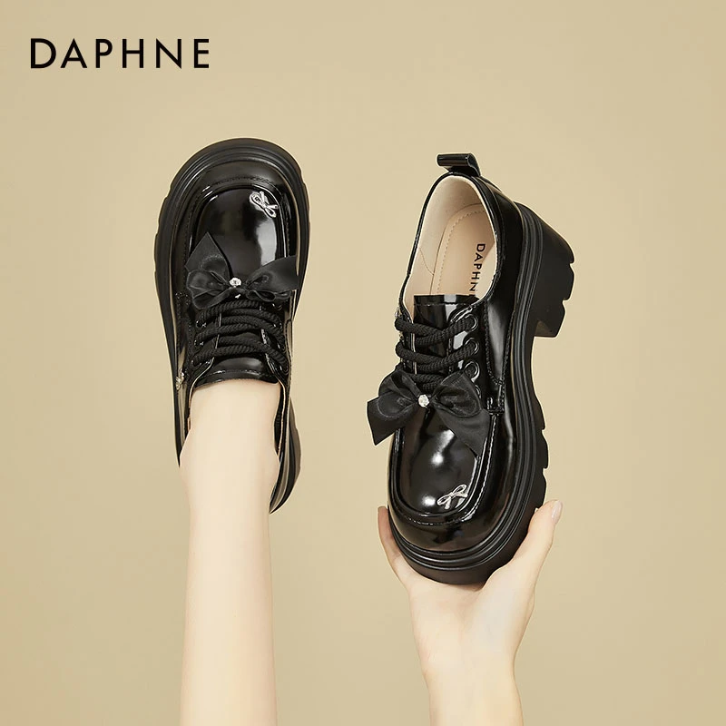 达芙妮厚底乐福鞋女款2025新款春季学院风蝴蝶结JK小皮鞋百搭单鞋