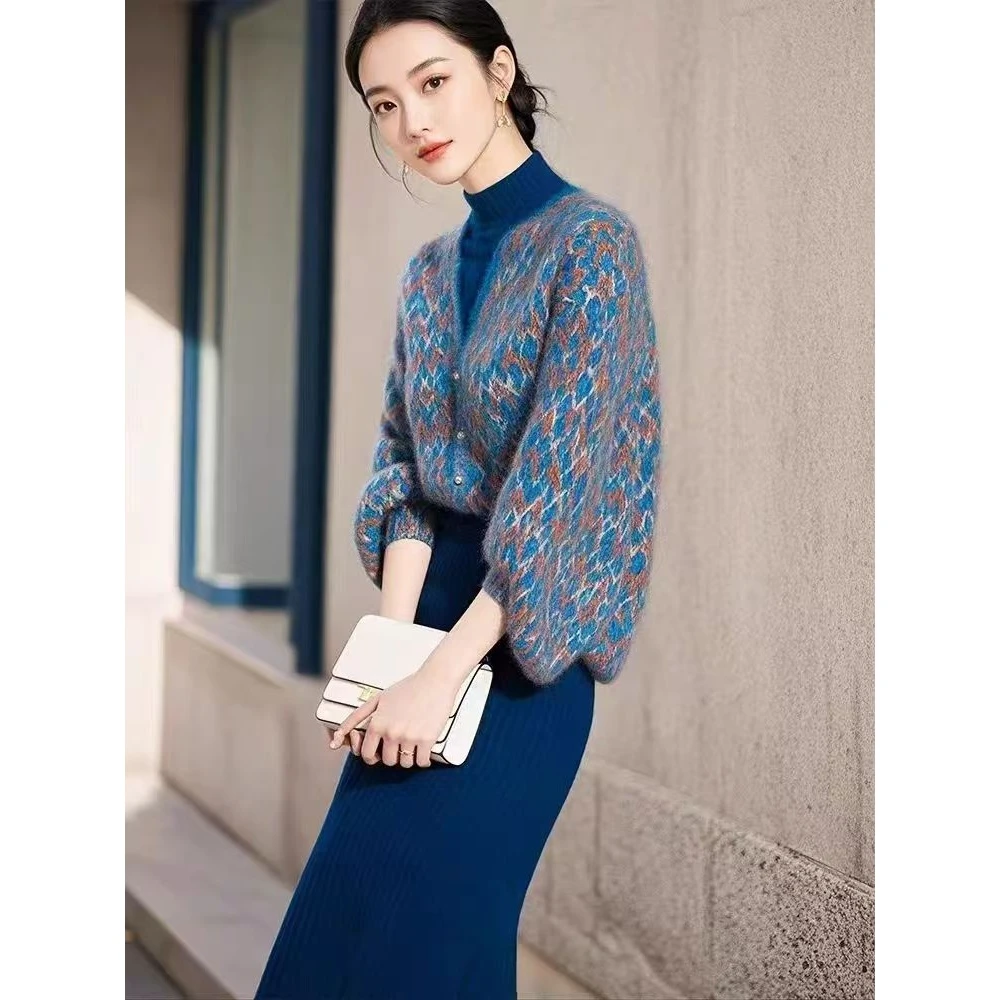 小香风V领复古针织开衫女2024秋冬新款欧货气质高级软糯毛衣外套