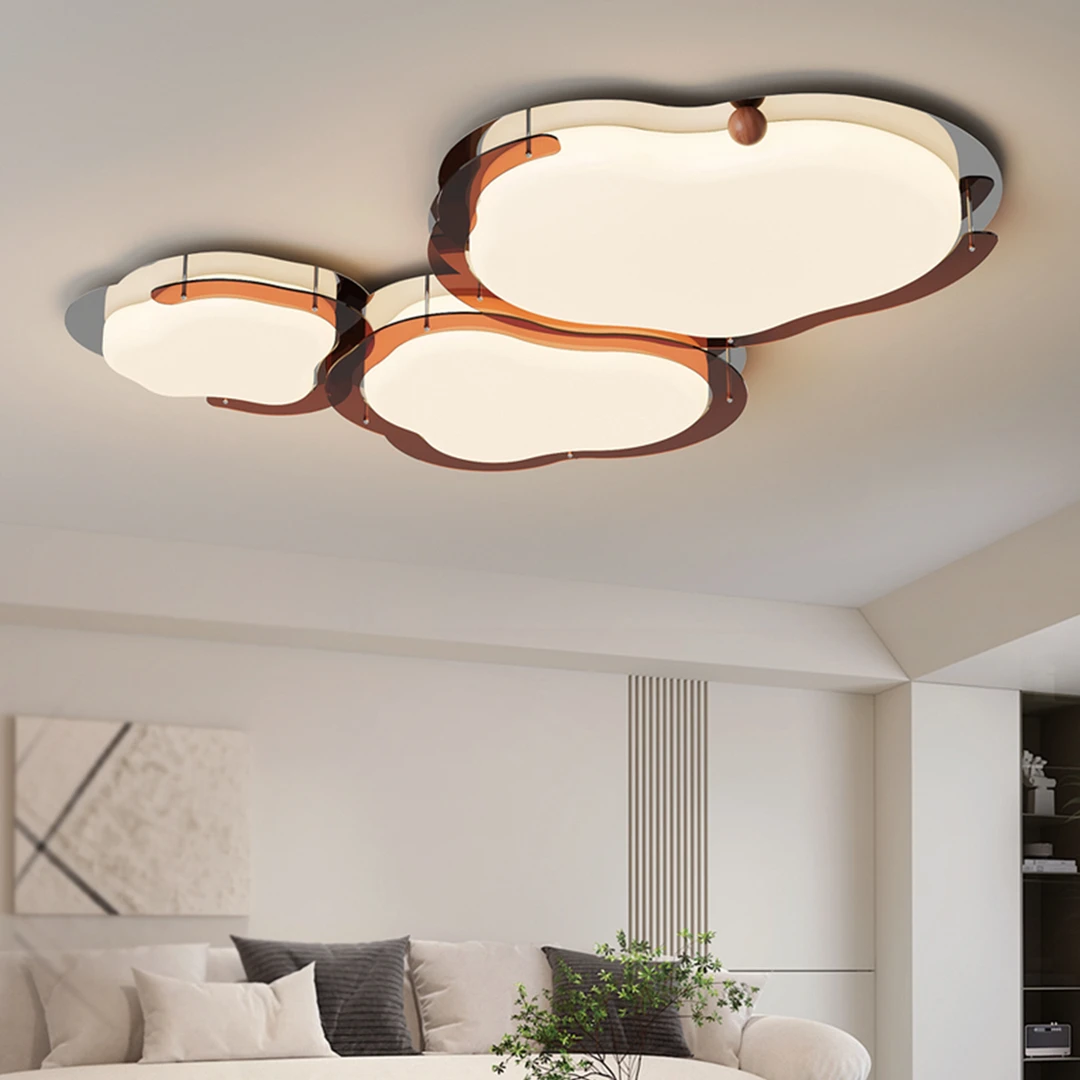 客厅吸顶灯法式中古风创意护眼灯2025新款茶色云朵设计大厅装饰灯