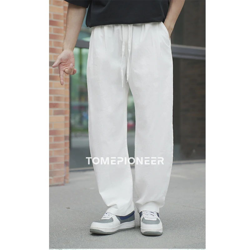 TOMEPIONEER男士夏季休闲裤薄款纯色直筒宽松男士夏季裤子薄款
