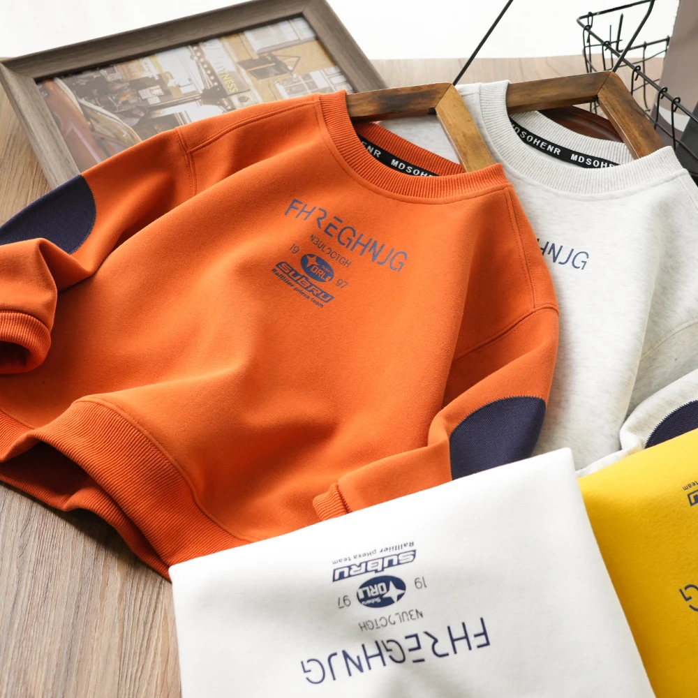 春秋男童简约字母圆领卫衣中大童儿童百搭上衣时尚25C010