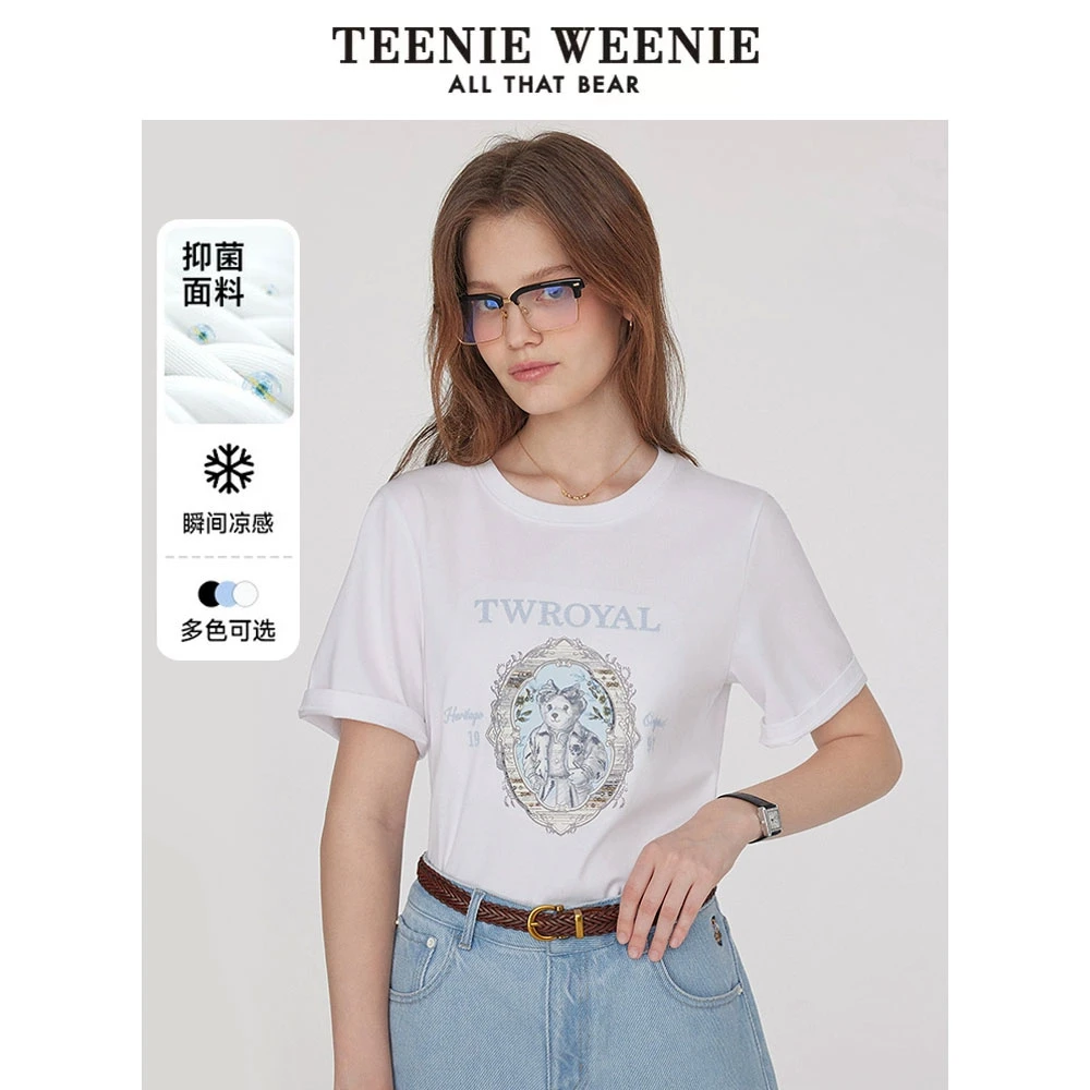 【抑菌凉感】TeenieWeenie小熊女T恤25万针刺绣棉短袖女TTRA252501W
