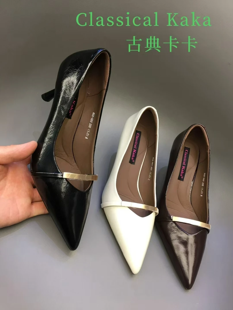 尖头单鞋高跟褶皱舒适浅口四季通用女士女鞋