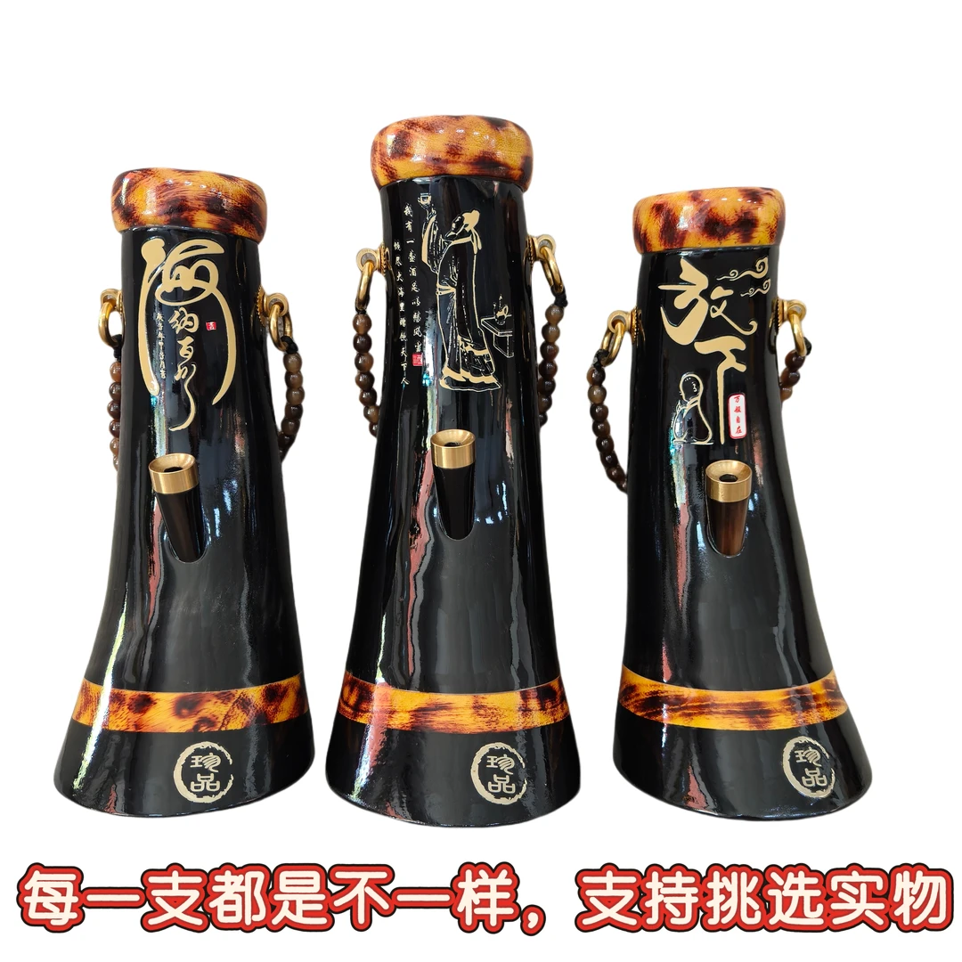 高档天然牛角水烟筒手工便携过滤车载男士送礼养生短款烟具