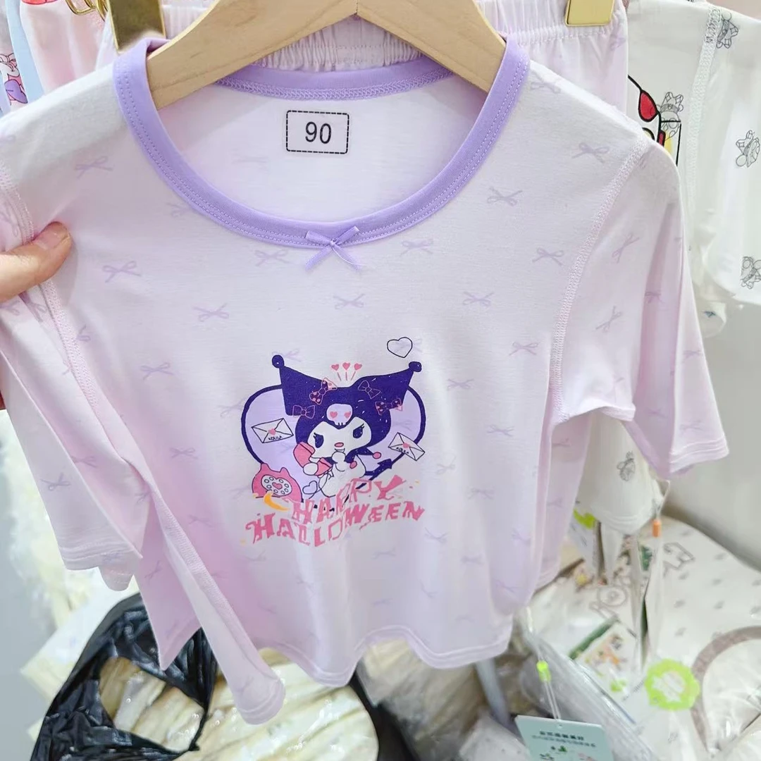 儿童薄款七分袖家居服套装男童女童空调服宝宝夏季超薄卡通睡衣