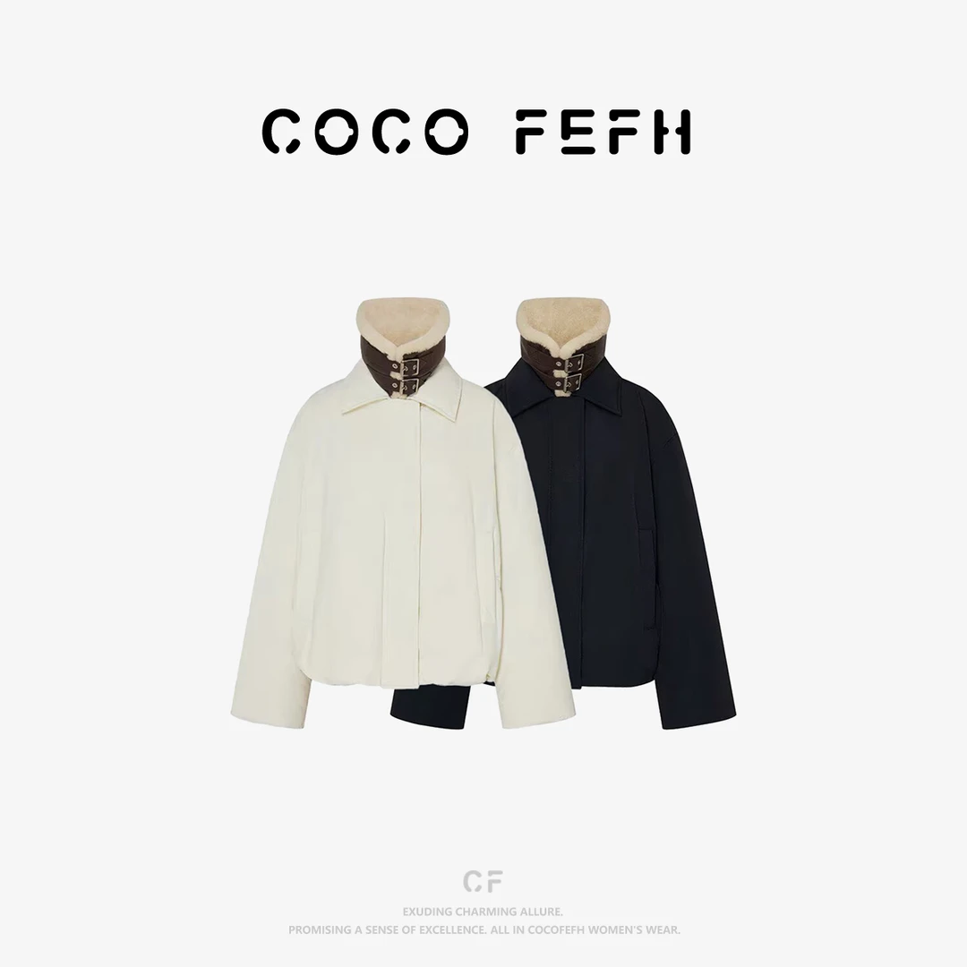 COCO FEFH【羽绒服】2025冬季新品时尚立领皮领保暖外套女Z8407