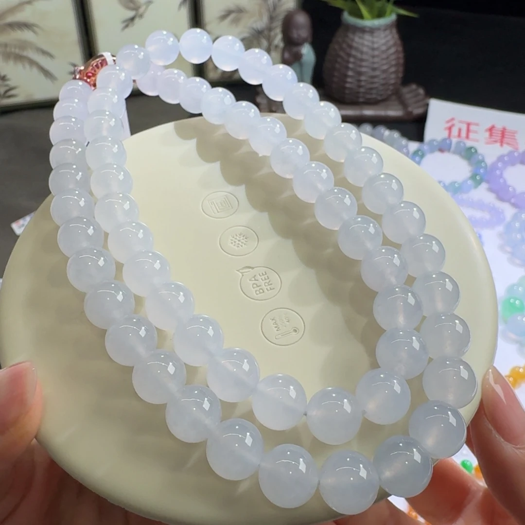 未镶嵌手链翡翠超纯果冻白月光长串10mm