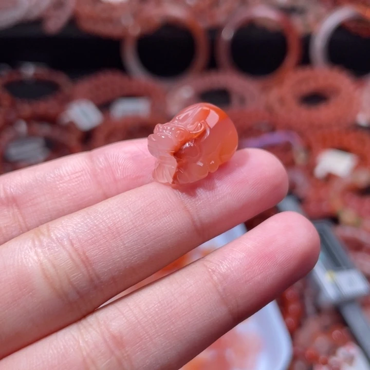 南红玛瑙未镶嵌配饰手串貔貅1074打孔备注