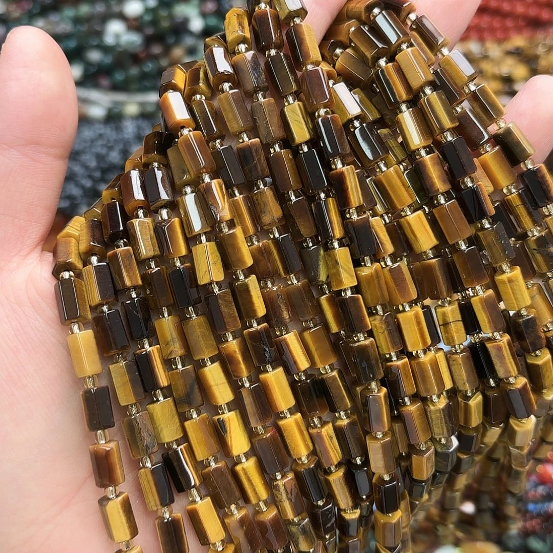 玛瑙/玉髓未镶嵌珠宝半成品6×9虎眼柱子一条