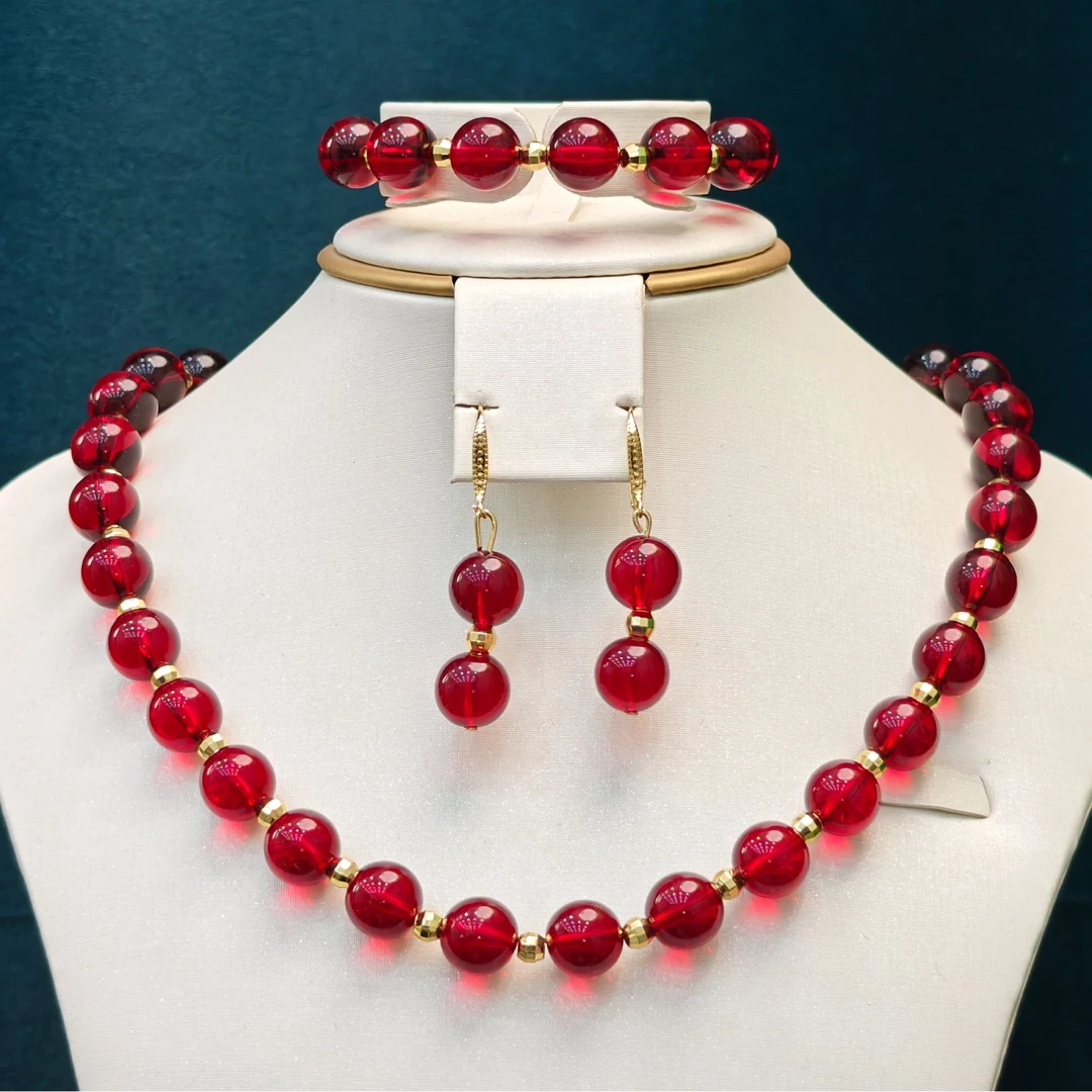 钛钢亚克力项链 钛钢项链kahrewapasun2025最新款红色百搭复古