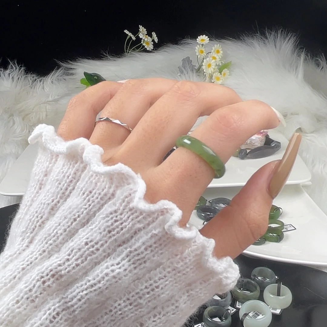 和田玉未镶嵌戒指U92乌兰海泥鳅背18.1mm