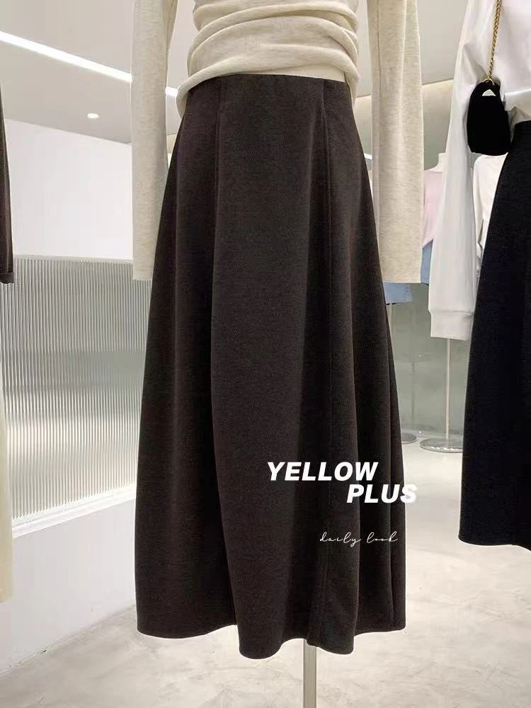【美田专属】加厚花苞半身裙女秋冬毛呢松紧腰遮垮显瘦半身裙MC3013