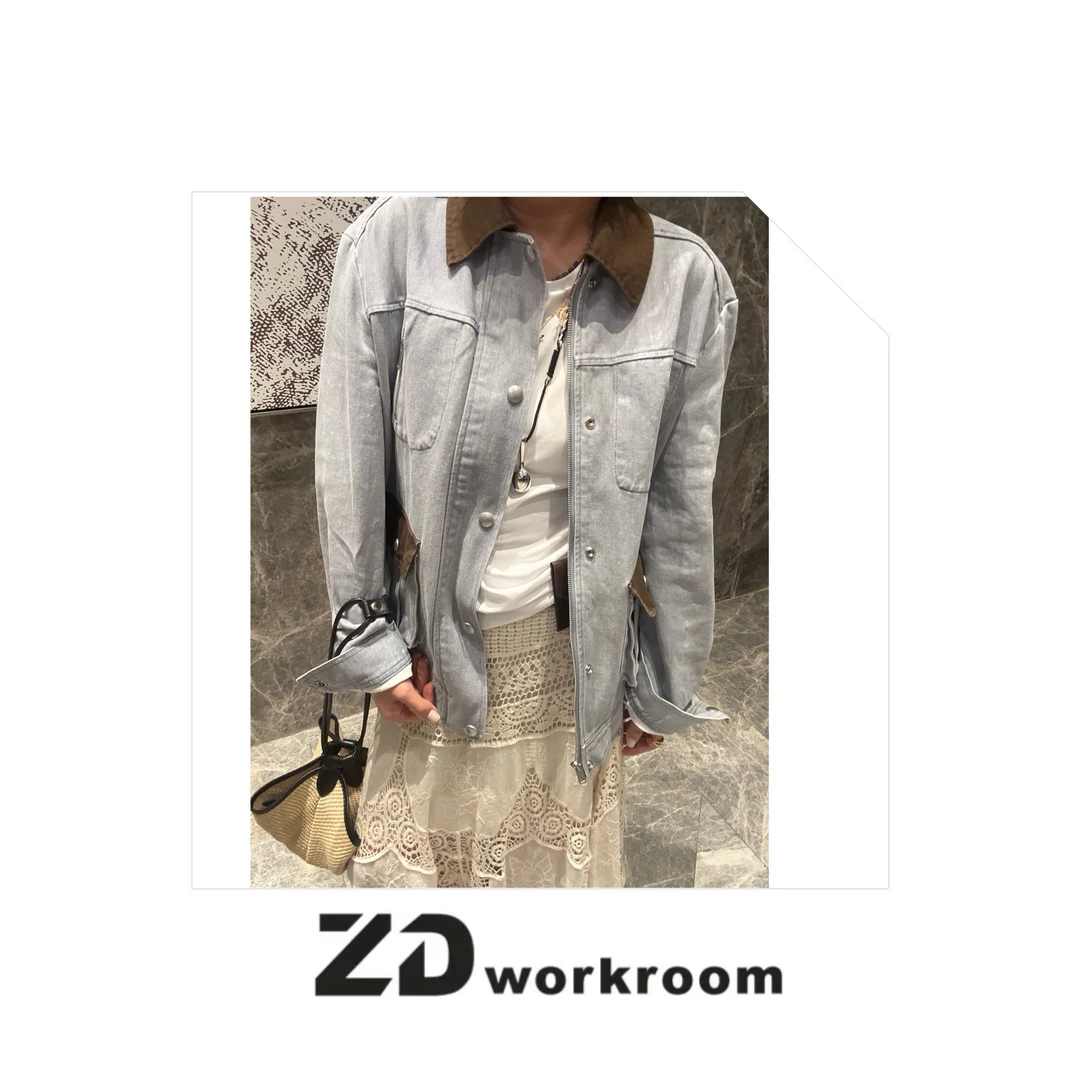 【Z.D/WORKROOM】【巴恩风】小众设计款复古拼色水洗牛仔外套