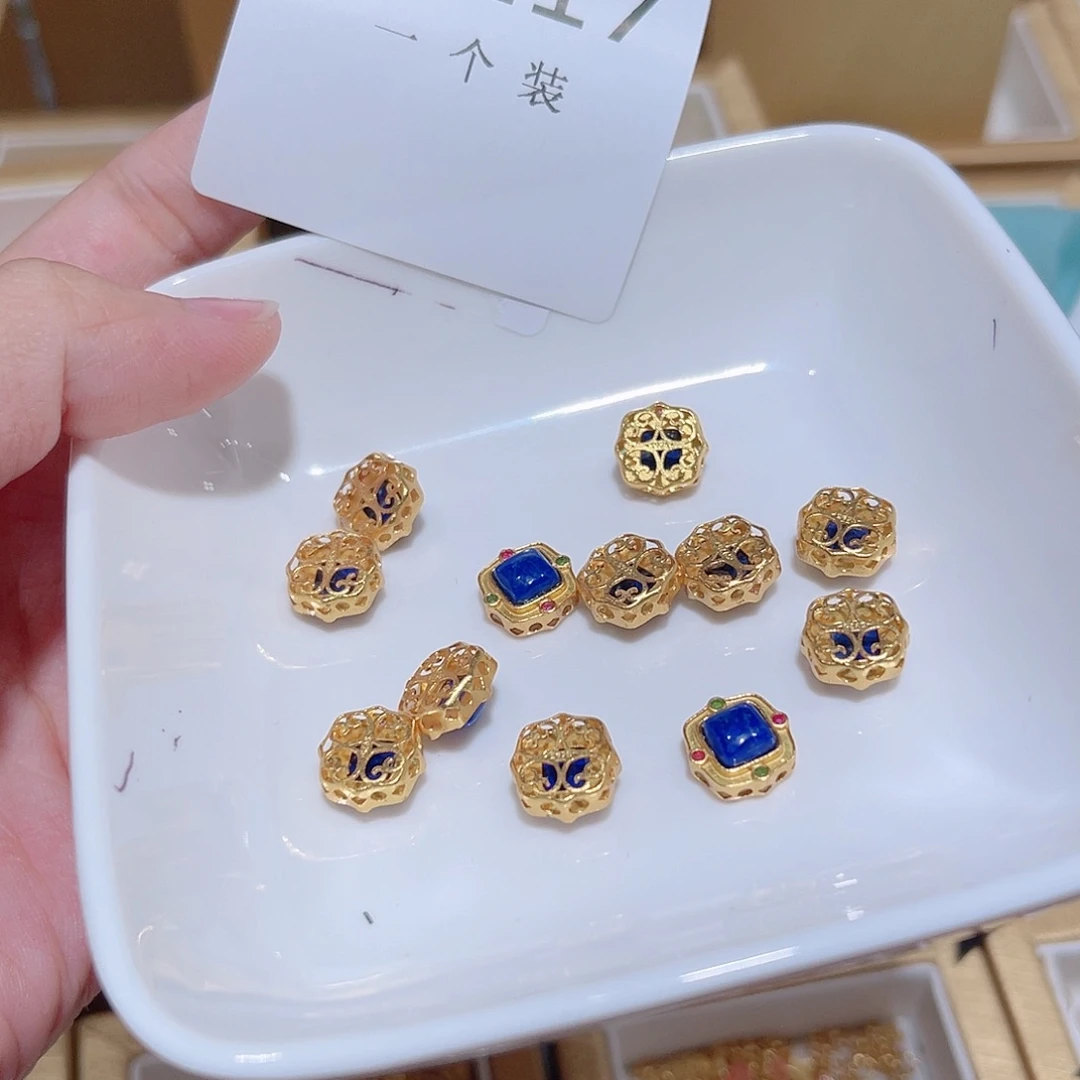 水晶珠宝半成品银S925镀金镶嵌117 。