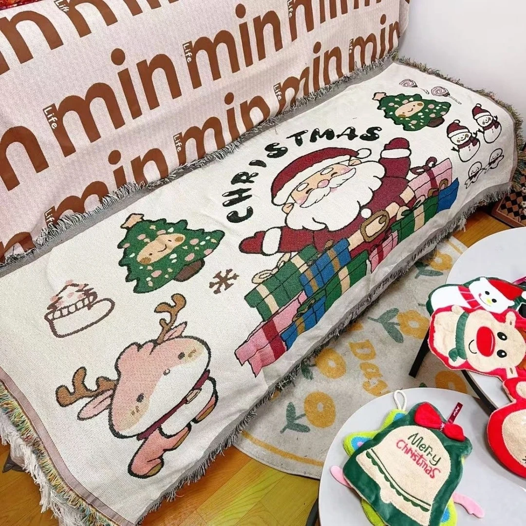 80*175cm微瑕多功能防滑沙发巾四季通用防猫抓圣诞老人