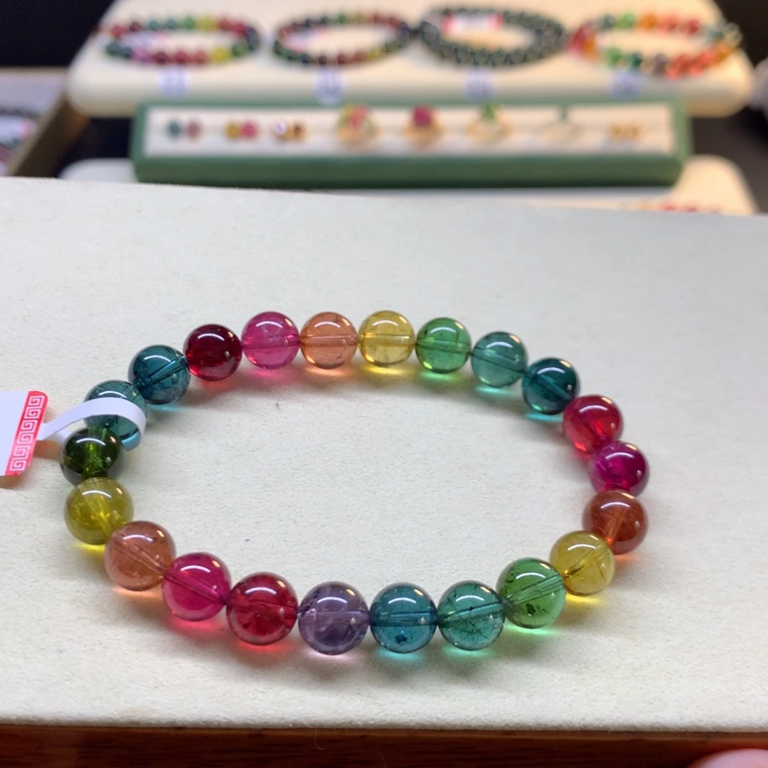 未镶嵌手链碧玺彩虹色标8.8mm