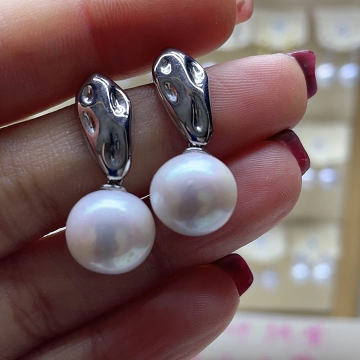 淡水珍珠耳饰银S925镶嵌