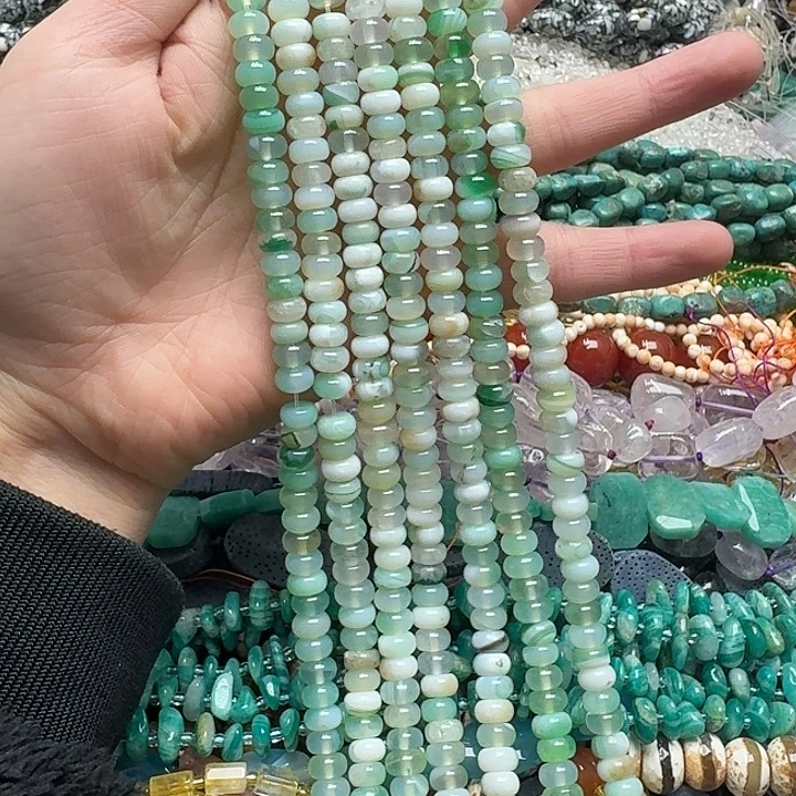 玛瑙/玉髓未镶嵌珠宝半成品一条8mm绿玛瑙算盘