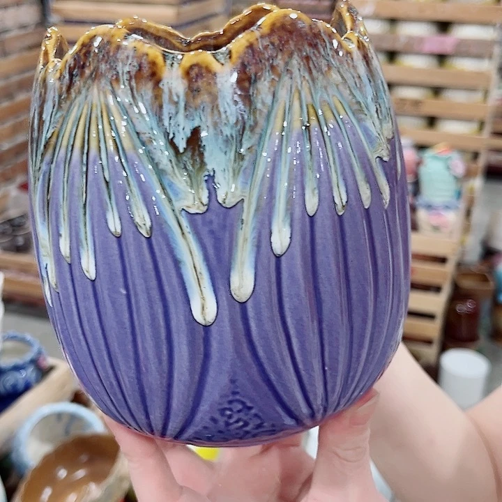 有孔.凑单10元陶瓷花盆发货！