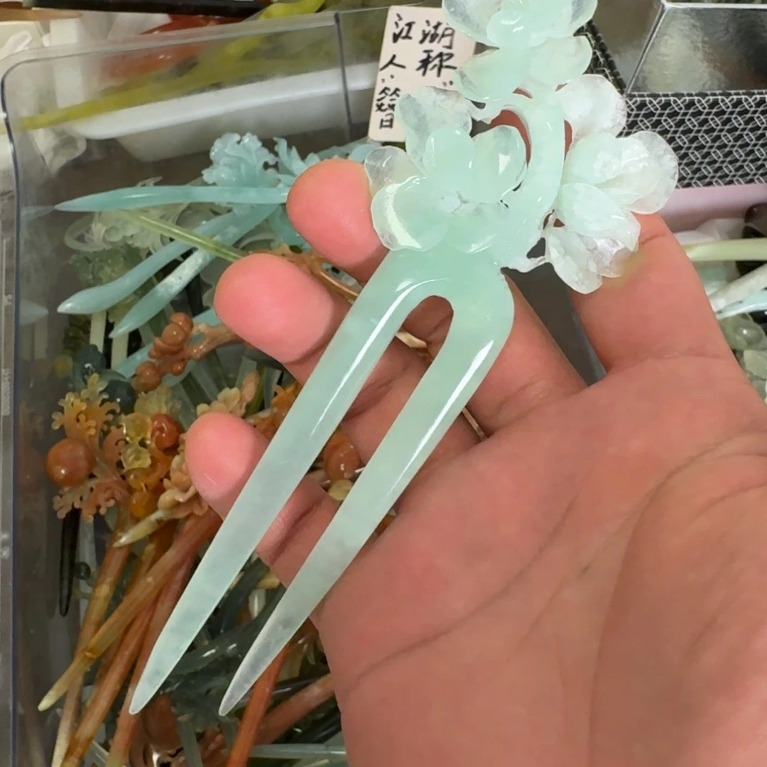 岫玉未镶嵌发饰明君玉簪就是好看