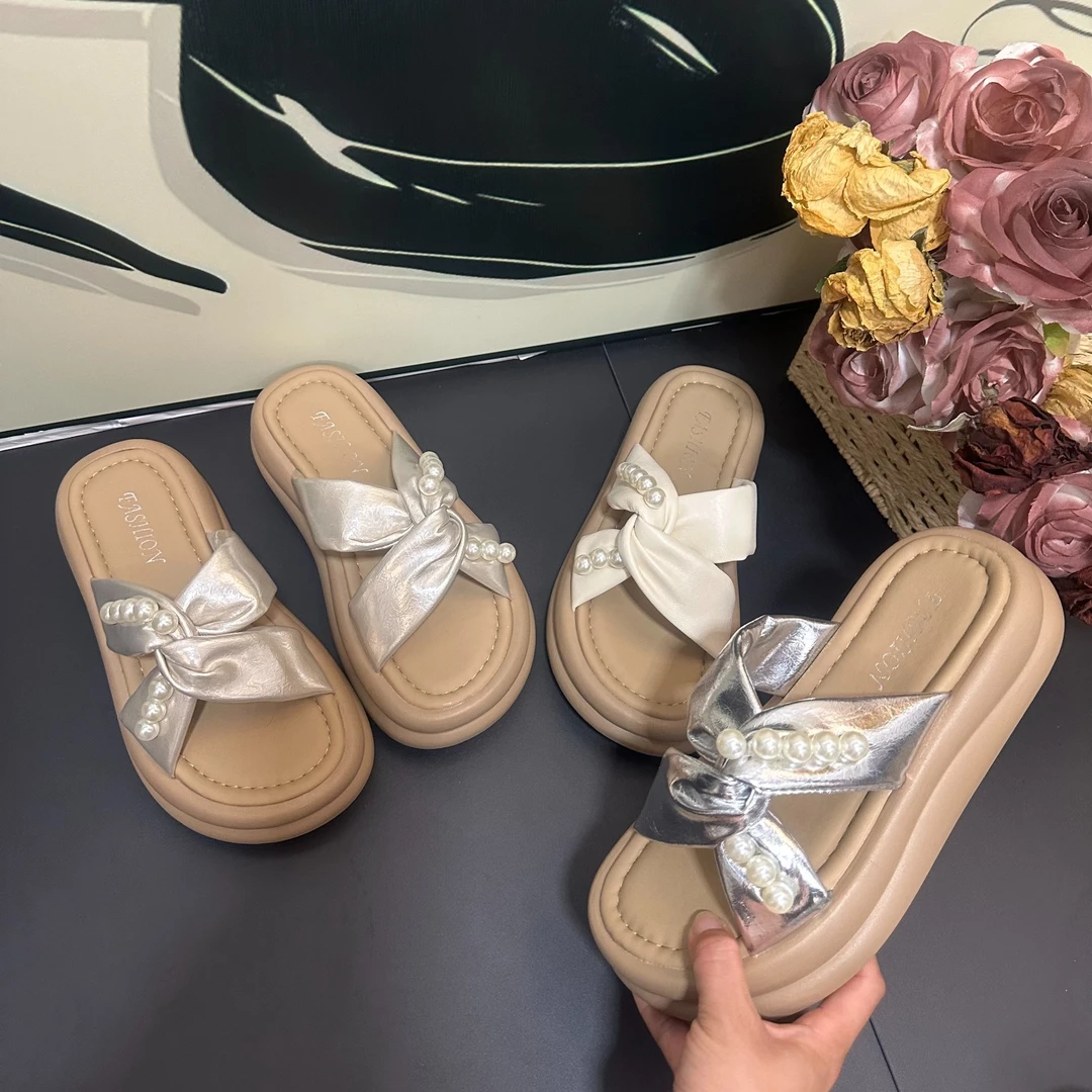 新款厚底沙滩拖鞋女鞋2025新款夏季外穿精致高级感凉拖鞋配裙子