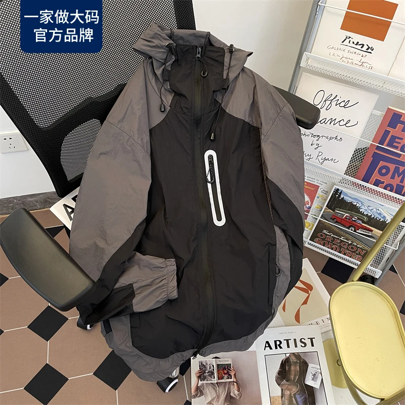 cc拼接撞色防晒衣男女夏季冰丝速干登山夹克宽松潮牌户外遮阳外套