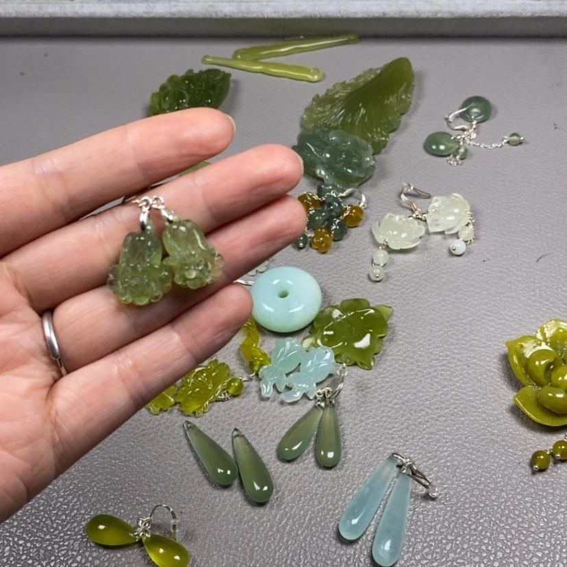 【闪购商品】未镶嵌蛇纹石玉挂件耳饰耳环项链