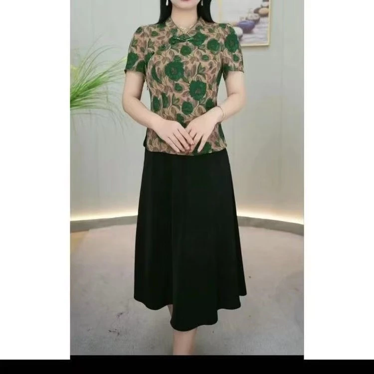 9842-连衣裙时尚夏季假两件气质新款拼接过膝盖裙子【b仓西货架】