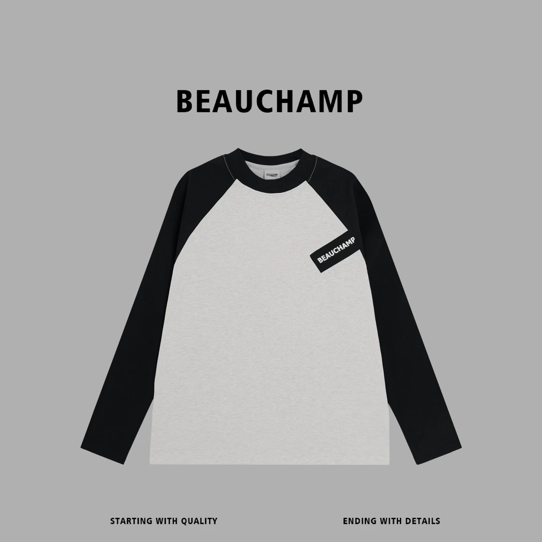 Beau champ品牌 美式设计感圆领休闲日常穿搭长袖T打底6045#