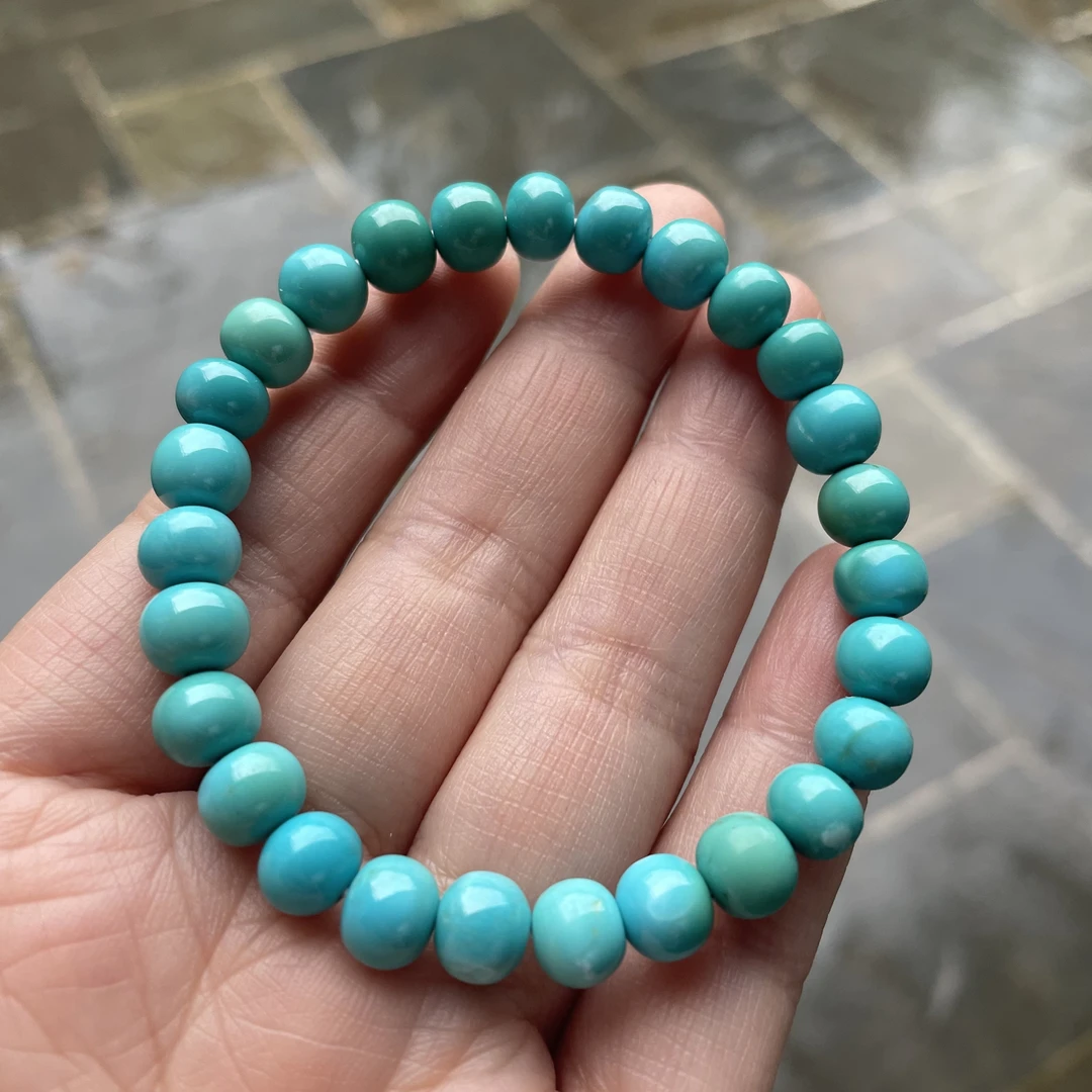 天然高瓷绿松石炫彩手串单圈