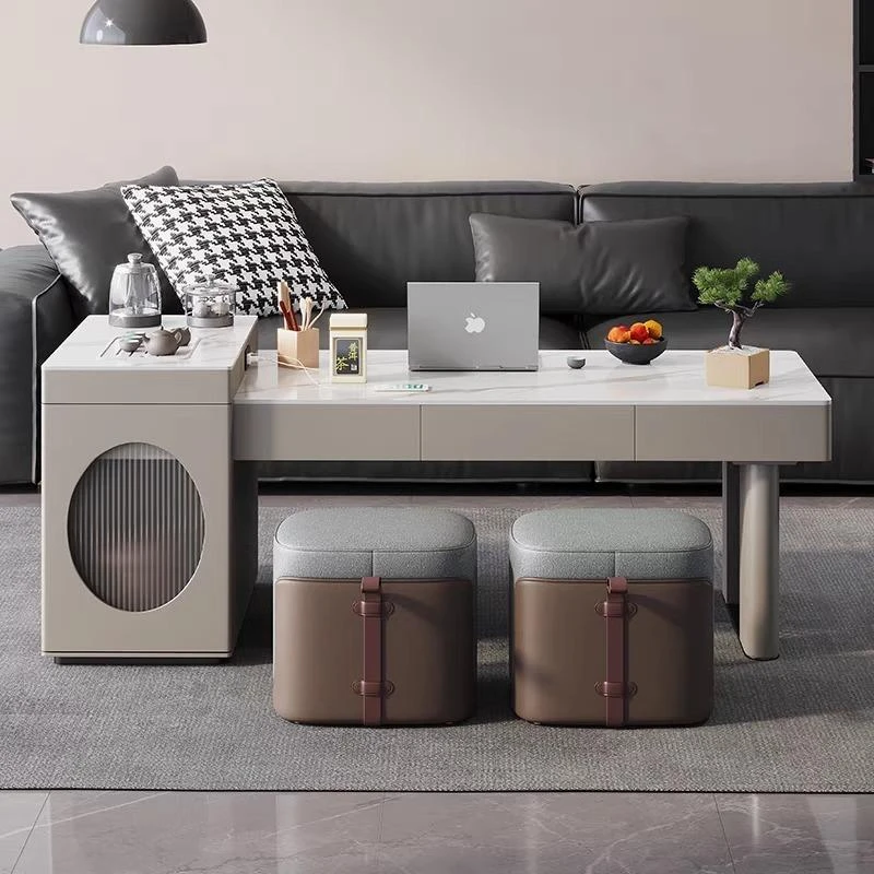 2025新款伸缩岩板功夫茶几茶台烧水壶一体客厅家用小户型茶桌