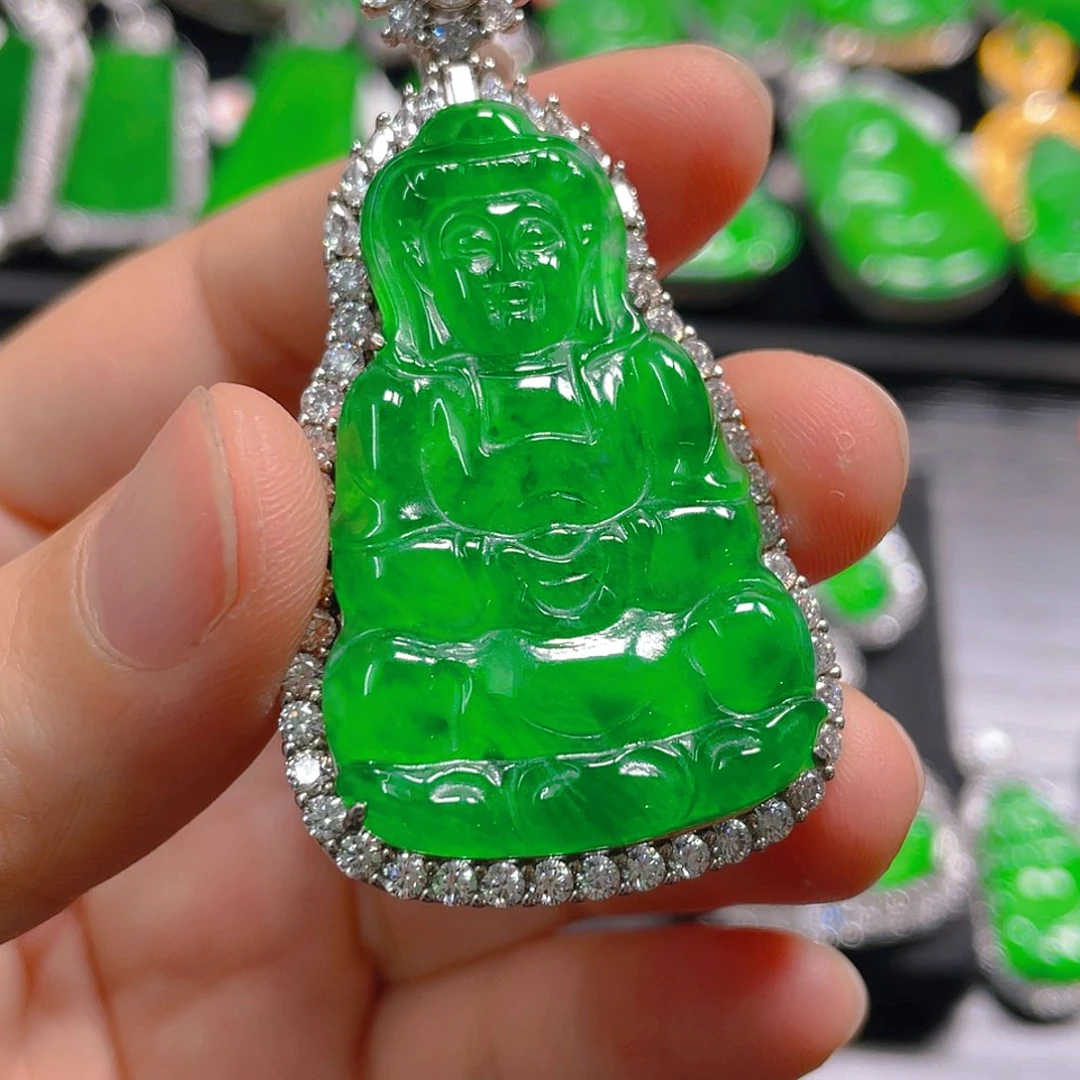 翡翠银S925镶嵌吊坠(不含链)