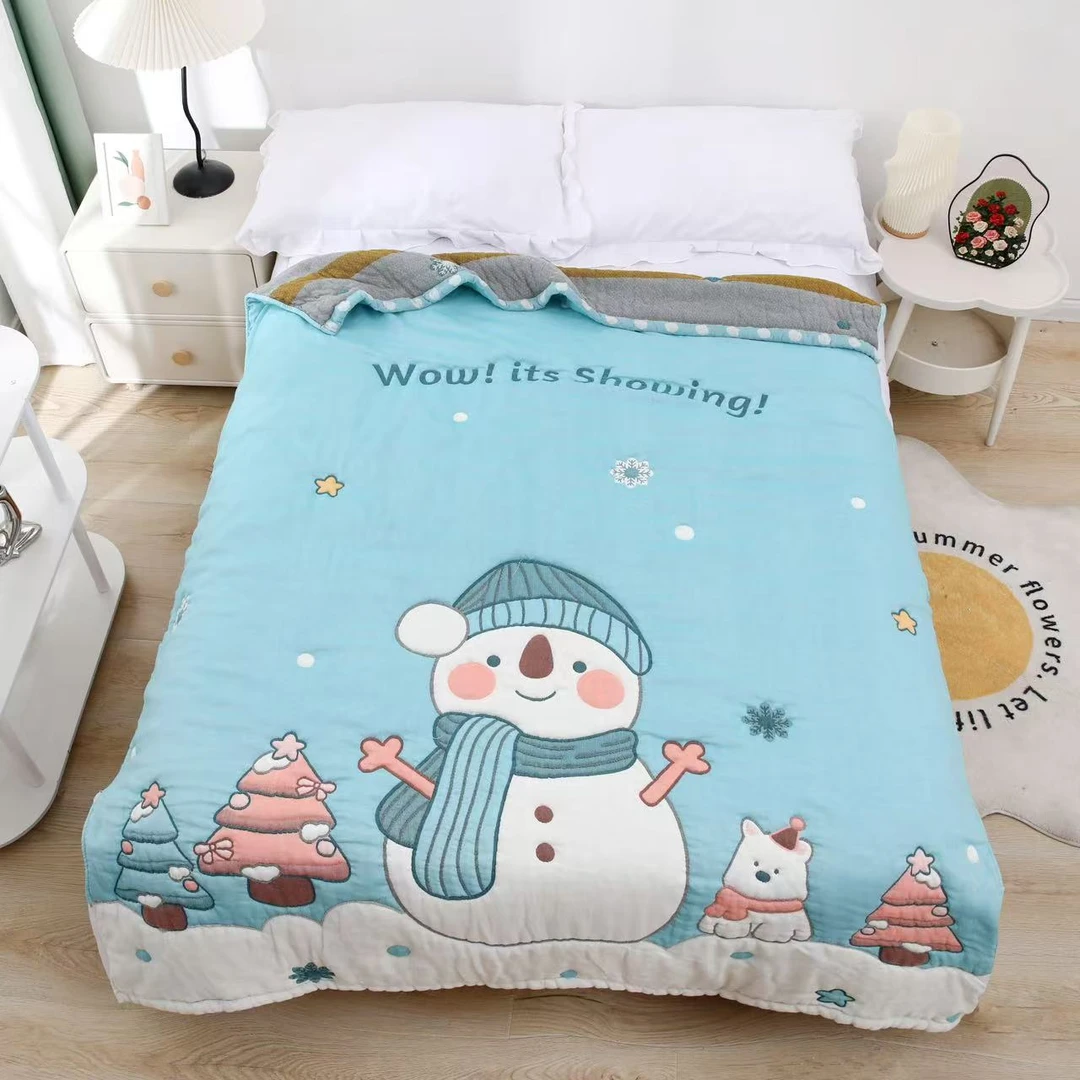 【冬日雪人】150*200cm  A类全棉纱布云朵泡芙被