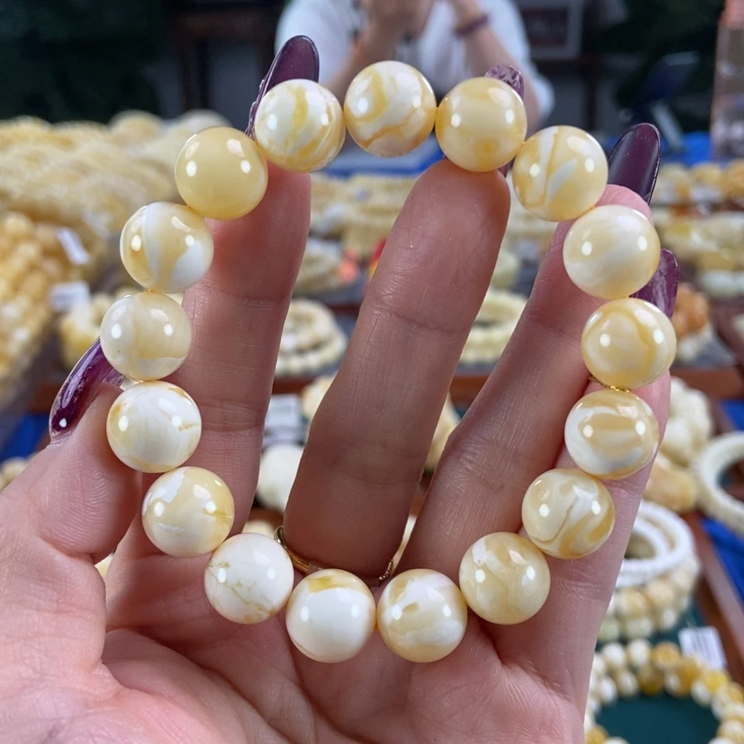 未镶嵌琥珀手链12圆珠手串16.8